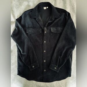 Black Corduroy Button-Up